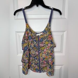 Eliot Silk Floral Ruffle Sleeveless Top
